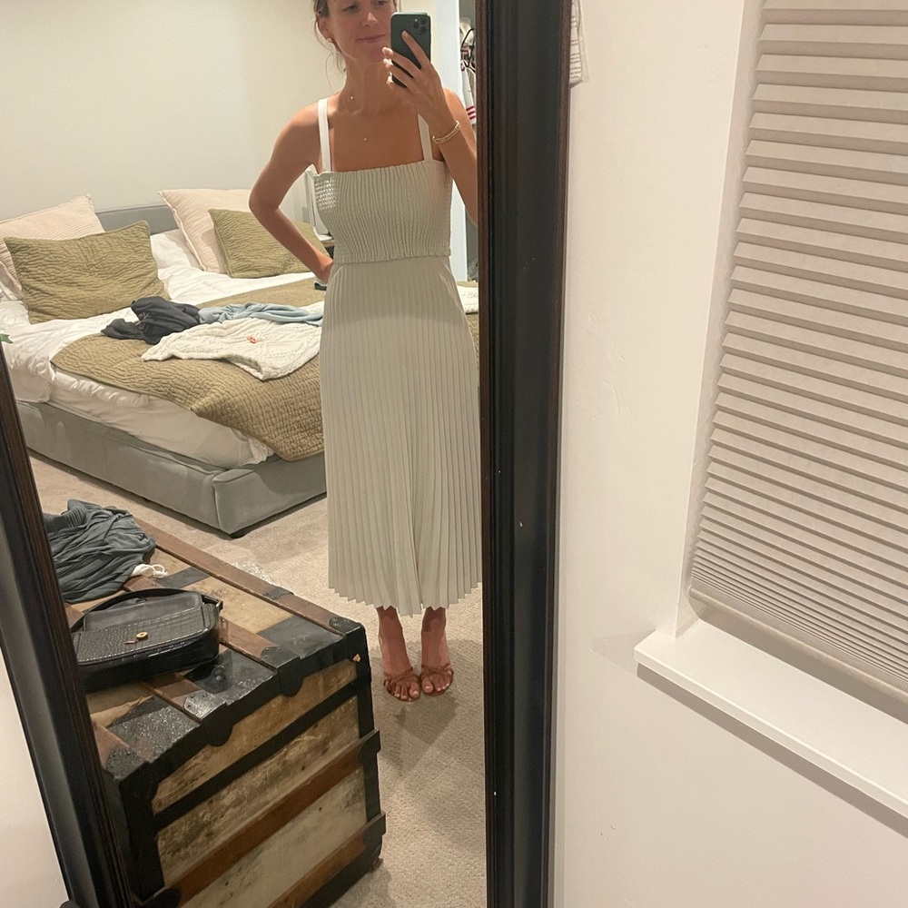 White Proenza Shoulder Dress - Square neckline long dress